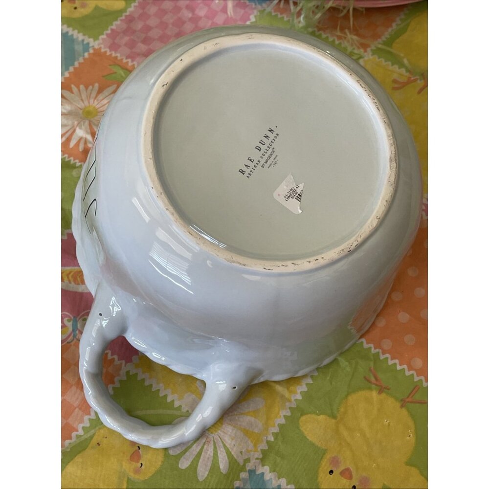 Rae Dunn Jelly Beans Easter Ceramic Basket Serving Bowl Large Light Blue 10" - Picture 6 of 8